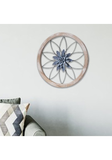 Suntek Çiçek Metal Duvar Sanatı Dekoru Asılı Dekorasyon Mavi