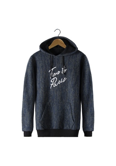 Erkek Lacivert Kapşonlu Kanguru Cepli Sweatshirt Vavn21k-6300106 Lacivert