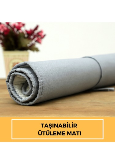 Beylini Ütüleme Matı Masası Kılıfı Örtüsü Bezi, Keçeli,Süngerli 53x71 cm Gri