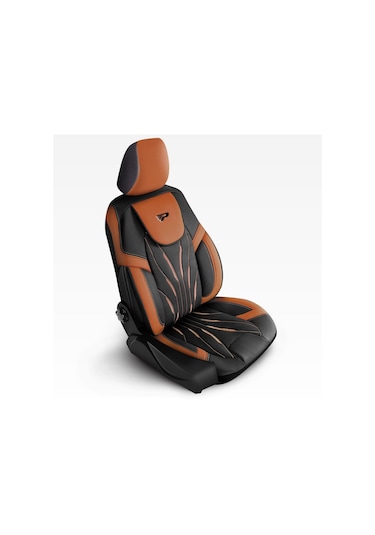 Panda Pars Serisi Deri Oto Koltuk Kılıfı - Siyah - Taba
