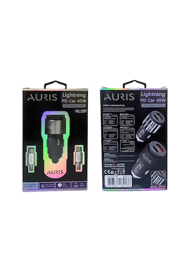 Auris 45w Pd İphone Kablolu Usb C Araç Çakmaklık Oto Şarj Cihazı