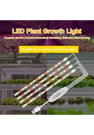 Konesam 3 Kollü 30cm Led Bitki Işığı: Kırmızı Isı Işığı, 4 Seviye Parlaklık, 24 Saat Akıllı Zamanlama 3h/9h/12h , Usb İle Hızlı Kurulum, Fosforilasyonu Teşvik Et Ve Aşırı Büyümeyi Engelle Kırmızı