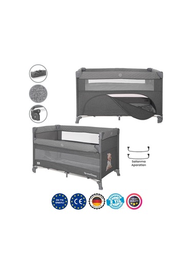 Lorelli Up And Down Anne Yanı Park Yatak - Cool Grey Bear