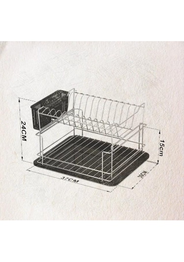 Geseus Home İki Katlı Modüler Tabaklık Bulaşıklık Krom Şeffaf Kb1 Şeffaf