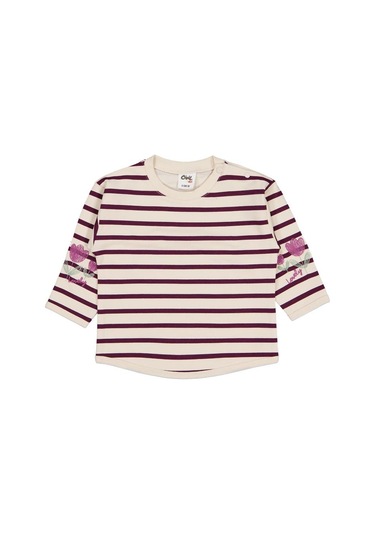 Civil Baby Çizgi Emp. Çiçek Nakışlı 6-18 Ay Sweatshirt - Bej