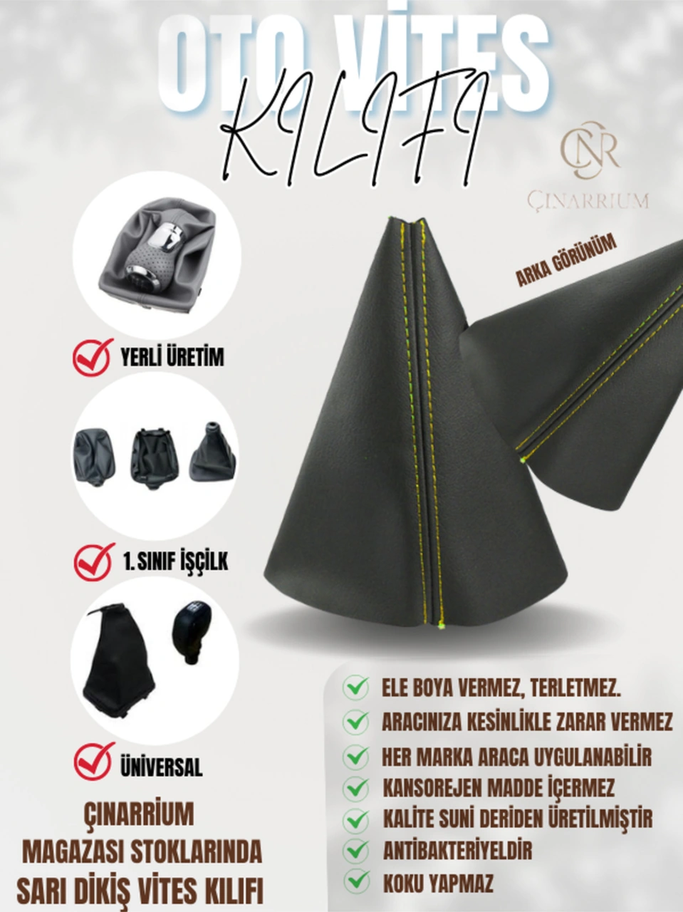Renault Clio Siyah Deri Prime Tasarım Sarı Spor Dikiş Vites Körüğü