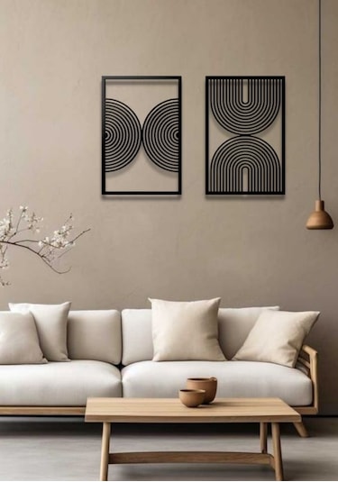 Bohem Stil Modern 2 Li Metal Duvar Dekoru Seti 60 X 75