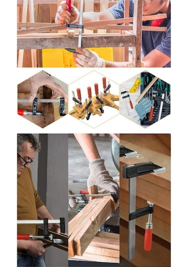 2 Adet F Tipi İşkence 50x300mm Ve 50x250 Mm Ahşap Saplı Mengene