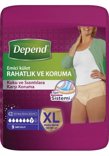Depend Emici Külot Kadın Hasta Bezi XL 9'Lu