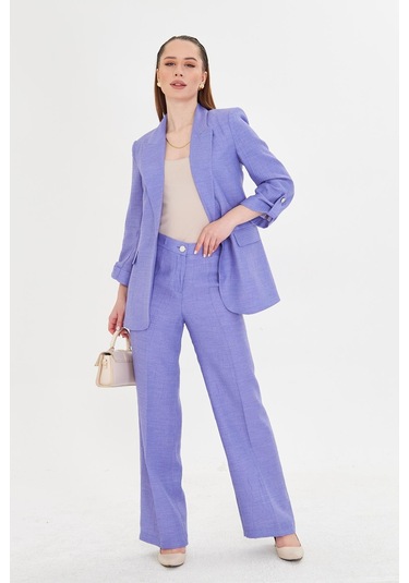 Gofre Kumaşlı Kolu Büzgülü Takım Lavanta Lavanta