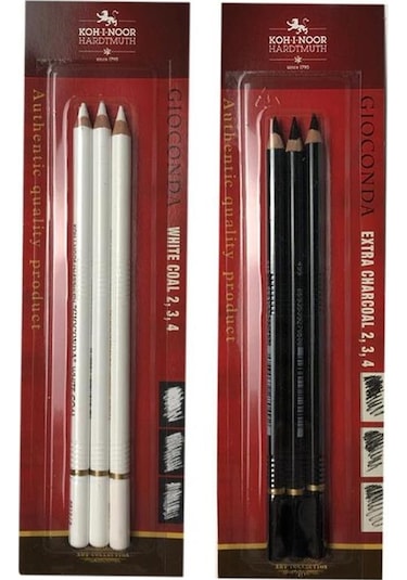 Kohi Noor Gioconda White Coal Ve Extra Charcoal Kömür Füzen Kalem 2li Set