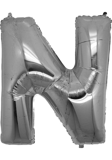N Harf Folyo Balon Gümüş Renk 40 İnç