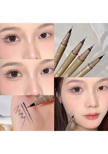 Su Geçirmez Likit Eyeliner Kaş Kolay Renk Tere Dayanıklı Kaş Kalemi 0.05 Mm 04 Gray Brown 002