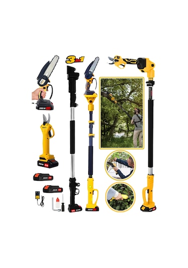 Eisenn Germany 2400 Wf 25 Ah 2 Akülü Bağ Makası + Zincirli Teleskopik Uzatmalı Budama Testeresi