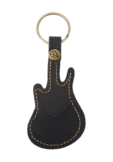 Pena Tutucu Gitar Anahtarlık Kılıfı Deri Çanta Siyah B Diğer