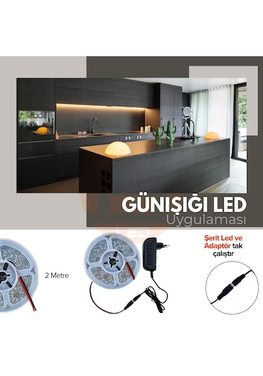 2 Metre Günışığı İç Mekan Şerit Led Tak Çalıştır Adaptör Dahil