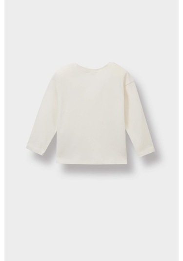 Defacto Kız Bebek Bisiklet Yaka Uzun Kollu Tişört E8355a525auer105 Ekru