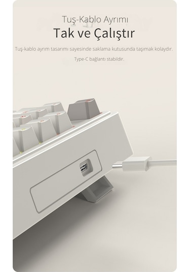 Ak980 Red Switch Kablolu Mekanik Oyun Klavyesi- Rainbow Aydınlatmalı - Retro