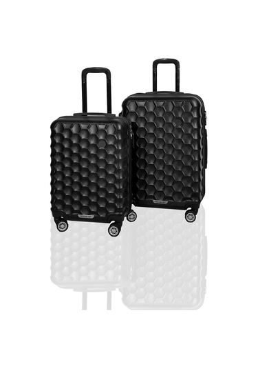 Polo&Sky Petek Model Siyah Renk 2'li Valiz Seti (Kabin+Orta)