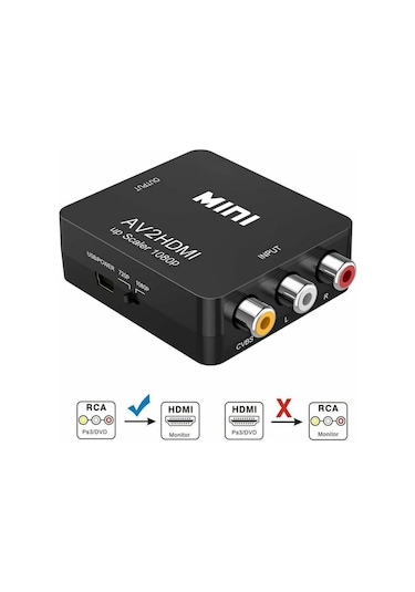 Lemestar "rca'dan Hdmı'ye Dönüştürücü - 1080p Hd Video Ve Ses Adaptörü Usb Güç Kablolu "