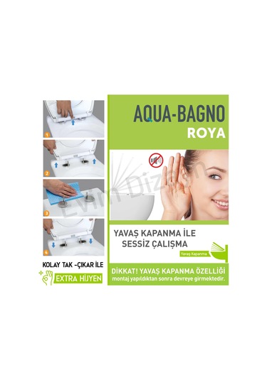 Aqua Bagno Roya Yavaş Kapanan Klozet Kapağı - Vitra S20 Uyumlu