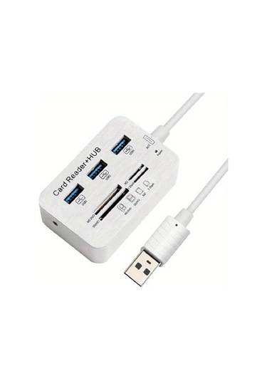 Xuweiwei Beyaz 7si 1 Arada Usb Type C 30 Hub 3 Port 4 Port Genisletici Sd Tf Ms M2 Hafiza Kart Okuyucu Adaptor Pc Laptop