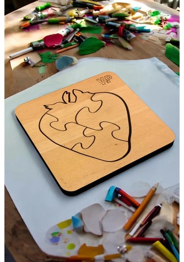 Plywood Ahşap Boyanabilir Çocuklar Puzzle 4mm Çilek