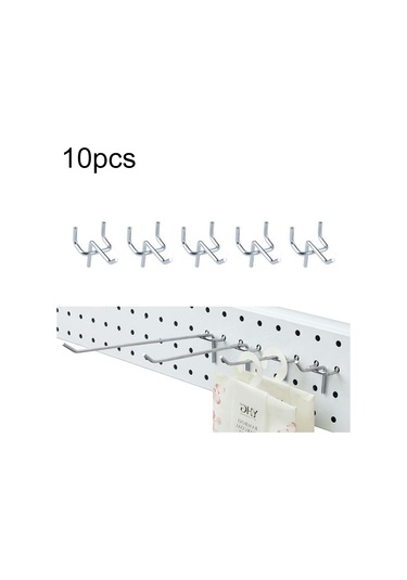 Sones 10 Adet Süpermarket Giyim Mağazası Mandal Panosu Slat Duvar Kancası Raf Delik Plakası, Delik Aralığı: 2,5 Cm, Uzunluk: 5 Cm, Tel Çapı: 3,3 Mm Çok Renkli