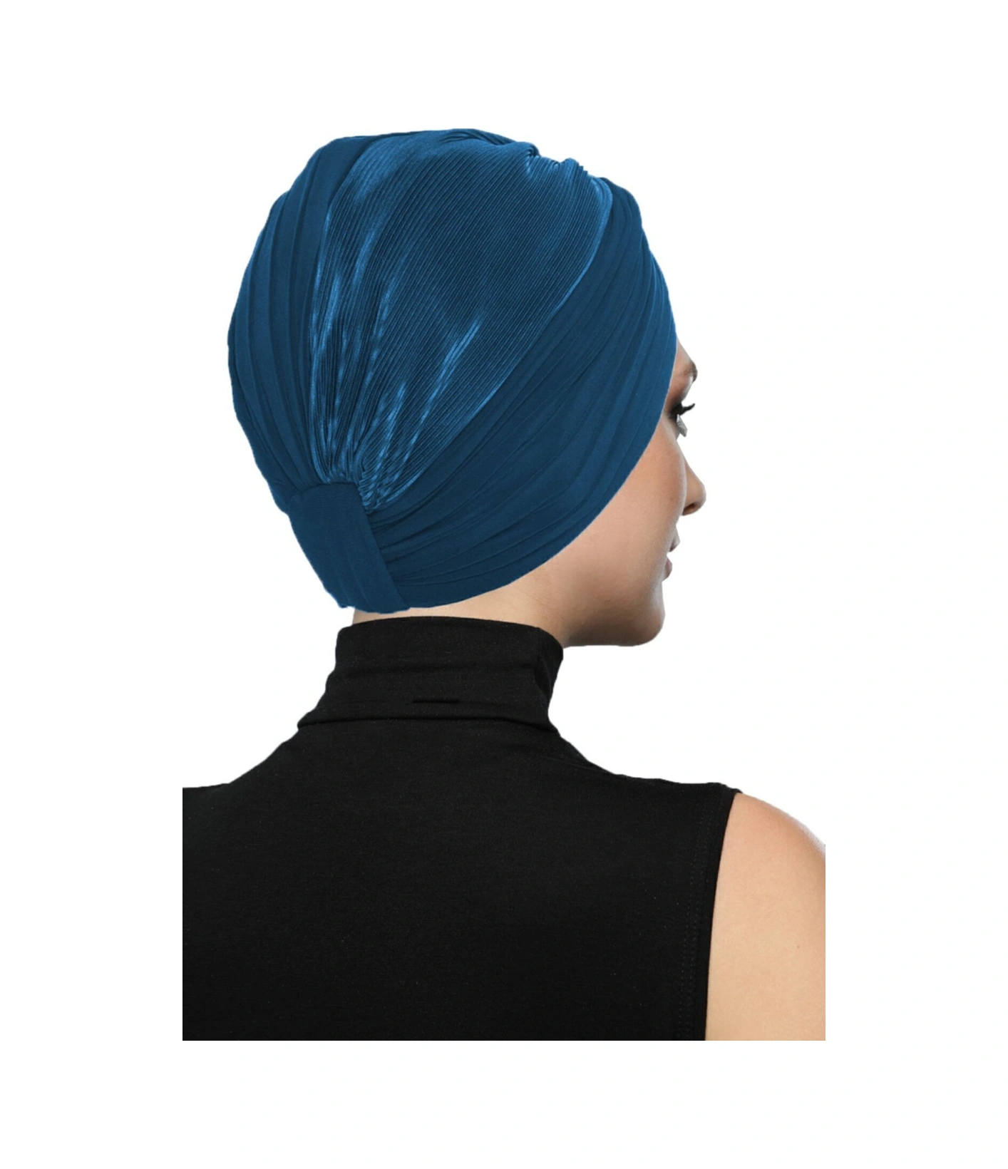 Çapraz Plise Astarlı Hazır Türban Ve Tesettür Bonesi Petrol