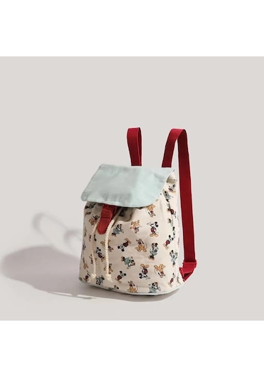 Charhp&kejnt Orijinal Niş Tasarım Mickey Mouse Sırt Çantası Şık Ve Çok Yönlü Bağcıklı Büyük Kapasiteli Okul Çantası Beyaz