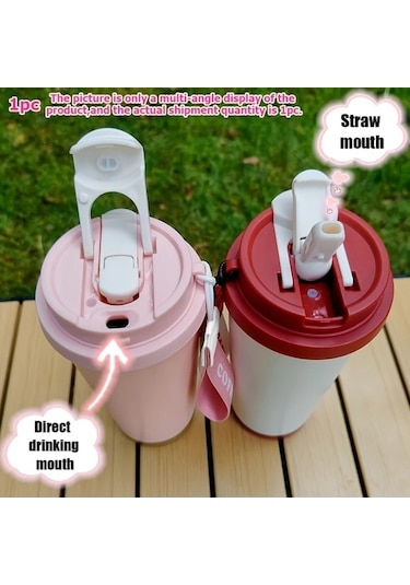 Trendooze Gaojunshop01 Disney Stitch 18oz Çift Katlı Vakumlu Paslanmaz Çelik Termos, Unik Tasarım Pembe Pembe