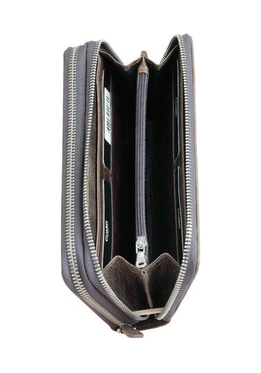 Guard Çift Fermuarlı Crazy Kahve Deri El Çantası - Grd2403xw22446 Diğer Çok Renkli