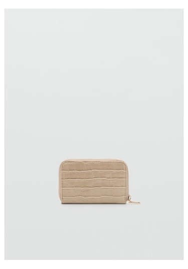 Mango Timsah Derisi Görünümlü Açık Bej Bozuk Para Cüzdanı