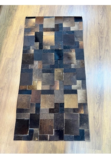 Büyük Parçalı Dana Derisi Patchwork Halı 80x140 Diğer