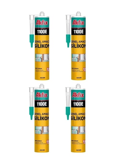 Akfix 4 Adet Genel Amaçlı Şeffaf Silikon 280 Ml 1100e 0001 Beyaz 0001 Beyaz