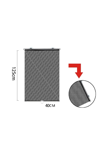 Sones 2 Adet Vantuzlu Araba Gölge Perdesi Pencere Teleskopik Stor Perde, Boyut: 40x125cm Siyah Mesh