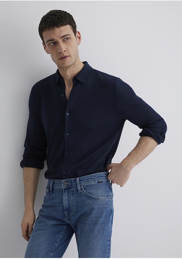 Mavi - Lacivert Liyosel Gömlek 0211582-70488 Lacivert