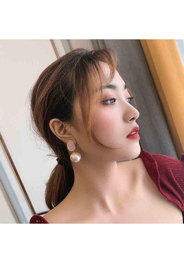 Beyaz Moda Siyah Inci Saplama Küpe Kadın Zarif Dangle Bırak Küpe Kişilik Parti Takı Beyaz