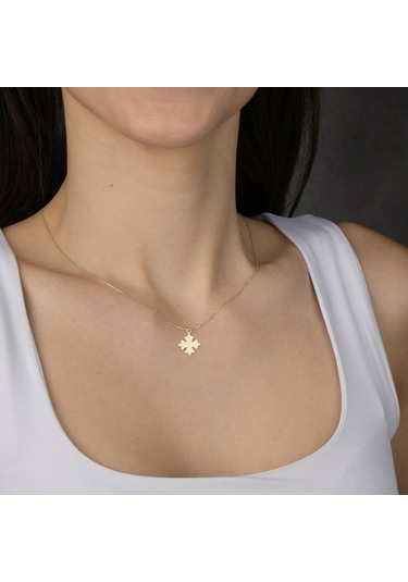 14 Ayar Altın Plakalı Haç Motifli Yıl Dönümü Hediyesine Özel Altın Kolye-848 Haç