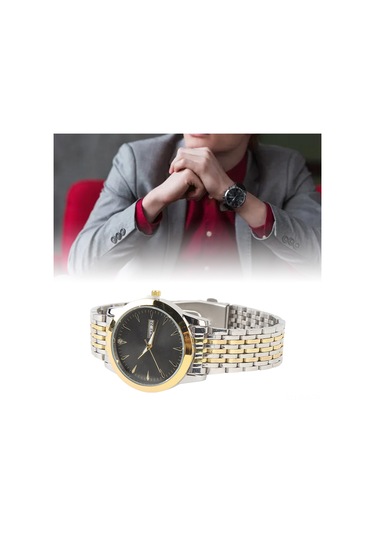 Xindoker Erkekler İçin Akıllı Kuvars Kol Saati, İki Takvimli, Su Geçirmez, Parlak İşlevli, Gümüş Renkli Çelik Kordon, İş Ve Günlük Kullanım Altın