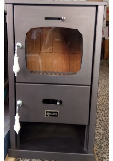 Sürel 5123 Relax Şömine Camlı 5 Mm Çelik Tuğlalı Soba Kömür Odun