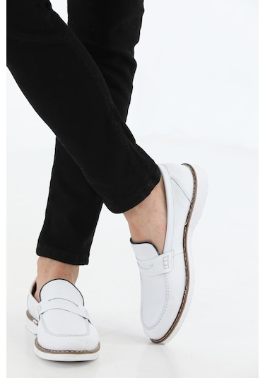 M.Karaca Hakiki Deri Ortopedik Klasik Erkek Ayakkabı beyaz
