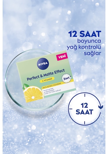 NIVEA Perfect&Matte Matlaştırıcı Gündüz Yüz Bakım Kremi C Vitamini Eşit Cilt Tonu Nemlendirici 50 ML