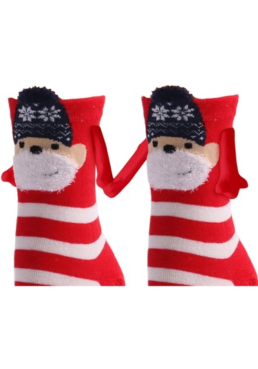 Homyl 1 Çift El Ele Çorap Hediye Rahat Orta Tüp Sevimli Kırmızı