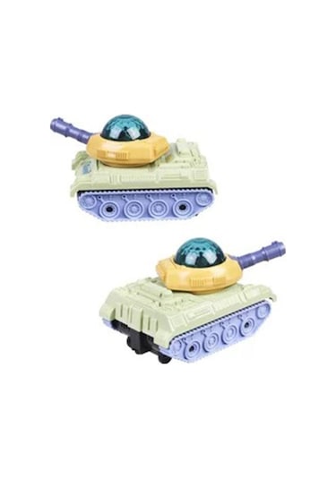 3d Işıklı Sesli Çarp Dön Sensörlü Tank Yeşil