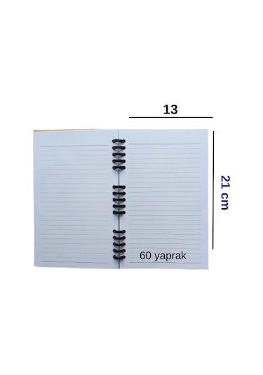A5 Boy 60 Yaprak Çizgili Sert Kapak Postijli Not Defteri 13x21 Cm Saman