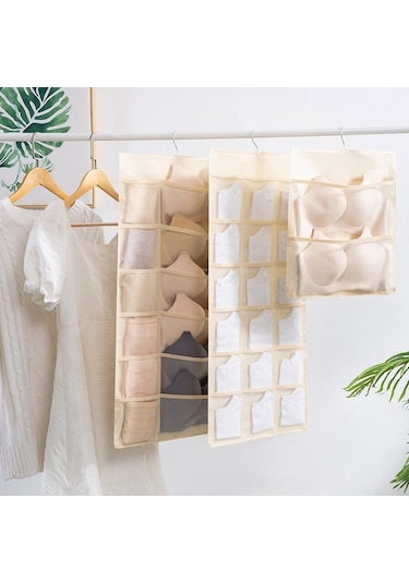 6 + 6 Izgaralı İç Çamaşırı Saklama Çantası Dokumasız Çift Taraflı Asılı Saklama Çantası Gri Çok Renkli