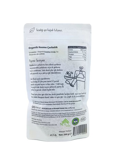 OG natural Organik Sade Kesme Çorbalık 200 G 6Ay