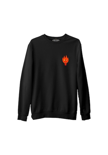 Ateş Ve Su - Ateş Çocuk Siyah Erkek Kalın Sweatshirt 001