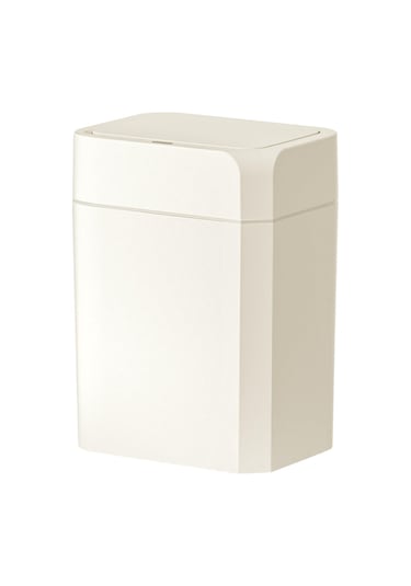 Qfdr Hareket Sensörlü Çöp Kutusu, Kapaklı 3,5 Galon Otomatik Beyaz